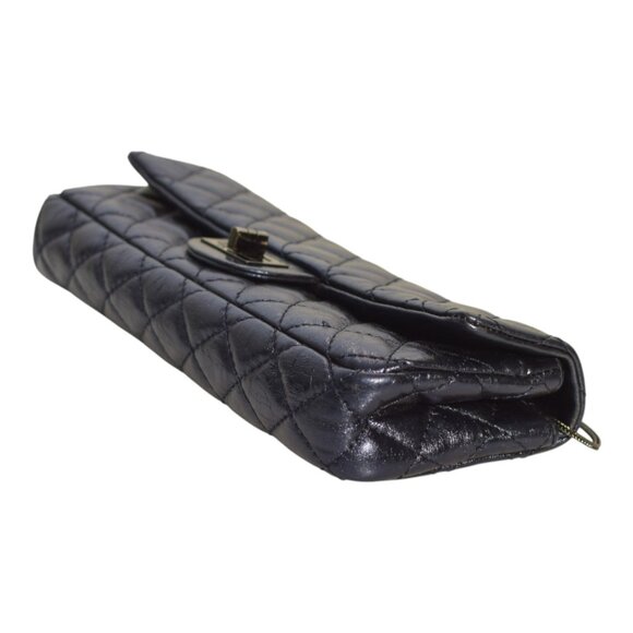 Chanel 2.55 East West Metallic Blue Quilted Leather bag / clutch - baguette size - Picture 11 of 16
